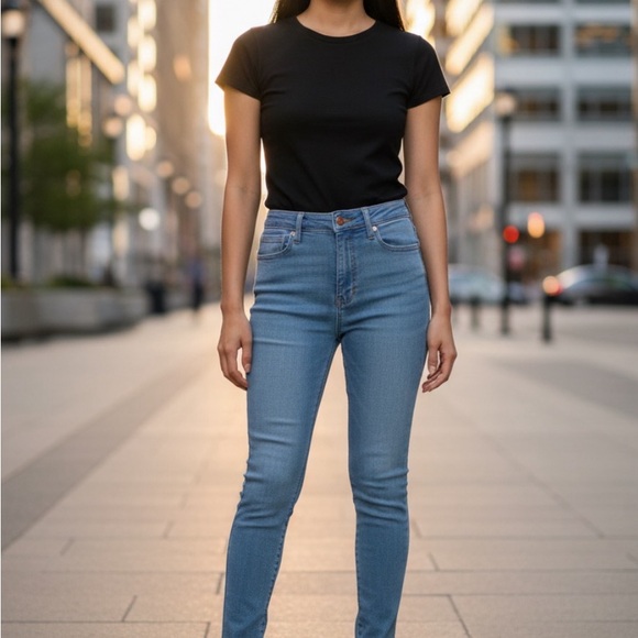 Universal Thread High Rise Skinny Jeans Light Blue Faded Women’s 6/28 Long - Picture 3 of 16